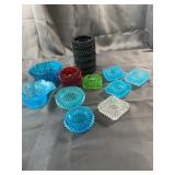 Hobnail Glass Salt Cellars And Dishes