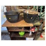 Shelf and Contents and 2 Kettles