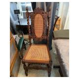 Carved Walnut Caned Dining Chair With Twist Column
