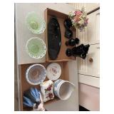 Assorted Vintage Black and Green Glassware, Cerami