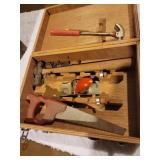 Vintage Toy Tool Set and Wood Tool Box