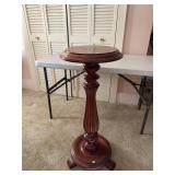 Mahogany Pedestal Plant Stand With Fluted Column