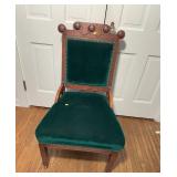 Single Mahogany Side Chair With Green Velvet