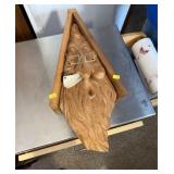 Hand Carved Wood Face Plaque With Glasses