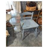 Vintage Painted Chair and Glass Side Table