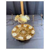 Gilt Glass Bowl and Platter