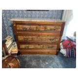 Antique Three-Drawer Wooden Dresser With Marble To