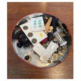 Round Vintage Christmas Tin with Buttons