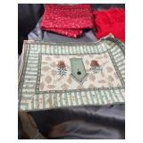 Assorted Table Linens and Fringed Throw Blanket