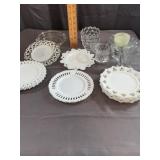 Pressed Clear and Milk Glass Tableware