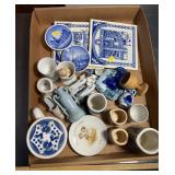 Delft Blue Style Plates And Tiles Lot