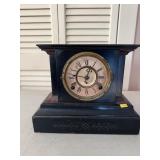 Black Mantel Clock With Painted Dial