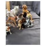 Group Of Small Ceramic Dog and Cat Figurines