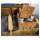 Wicker Basket With Kitchen Tools And More