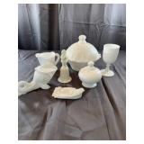 Assorted Milk Glass Serving Ware