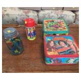 Metal Lunch Boxes and Jar of Darts