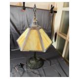 Yellow Slag Glass Six-Panel Table Lamp Shade