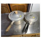 Pair Of Vintage Aluminum Sauce Pans With Lids