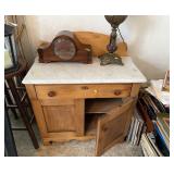 Marble Top Pine Washstand With Single Drawer