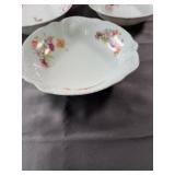 White Porcelain Deep Bowls With Pink Floral Sprays