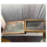 Pair Of Wooden Glass-Top Display Cases