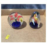 Pair Of Art Glass Paperweights