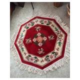 Octagonal Red Chinese-Style Rug