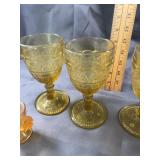 Amber Pressed Glass Tableware Assortment
