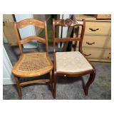 Carved Rose Back and Oak Side Chairs