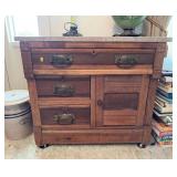 Antique Eastlake Victorian Walnut Washstand with A