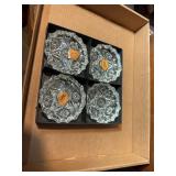 Vintage Pressed Glass Coasters with Original Box a