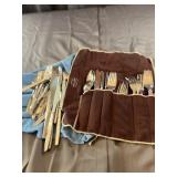 Rolled Flatware Case With Assorted Stainless Utens