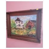Two Framed Impasto Farmhouse Oil Paintings