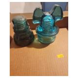 Vintage Aqua Glass Electrical Insulators