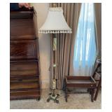 Art Deco Onyx and Metal Floor Lamp With Tassel Sha