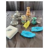 Assorted Small Glass Vases And Jars, Trinket Dishe