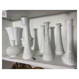 Milk Glass Vases and Misc