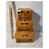 3 Wood Boxes
