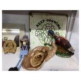 Decanter, Wood Figurines