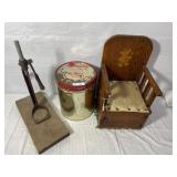 Bottle Press, Tin Barrel, Potty Chair/booster seat