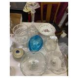 Large Lot Glassware; Compotes, Candy Dish, Basket
