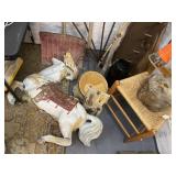 Corner Lot; Wall Shelf, Pitch Fork, Wooden Bowls,