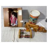 Doll w/closet, Vintage Holgate Horse, Vintage Pull