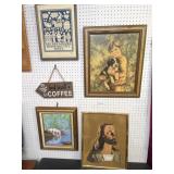 7 Pcs on Wall; 5 Pictures, Wallhanging, Mirror