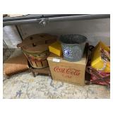 Baskets, Coca-Cola Syrup Box, Footstool, Sewing Bo