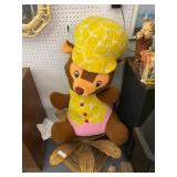 Stuffed Bear and Table Base (missing glass top)