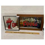 2 Mirrored Signs, Seagrams and 7Up, Coors Beer