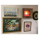 5 Pcs on Wall; Wallhangings, Lighted Jesus, Prints