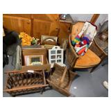 Magazine Rack, Picture Frames, Typewriter, Chair,