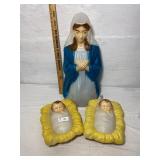 Blow Mold 3pc Baby Jesus twins and Mary